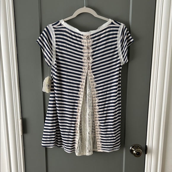 Altar'd State Navy and White Striped Blouse Size Medium New! - Picture 3 of 5